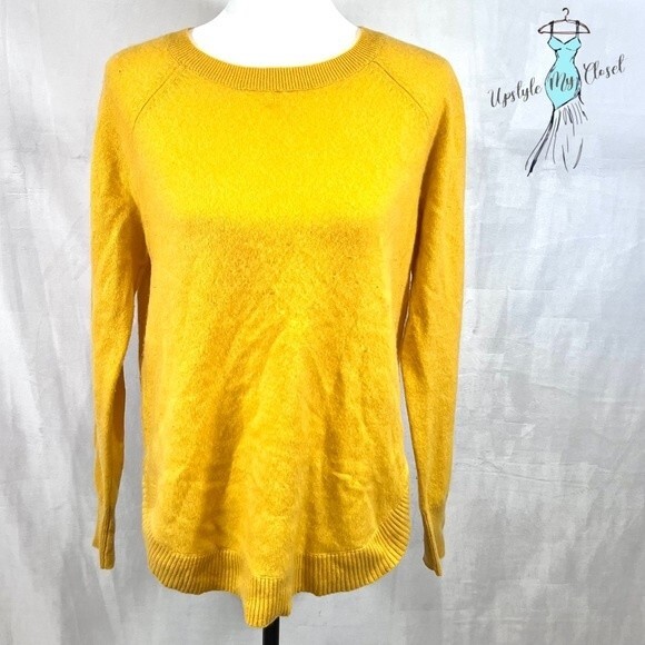 Belle France super soft mustard yellow gold cashmere sweater size medium - Picture 1 of 5